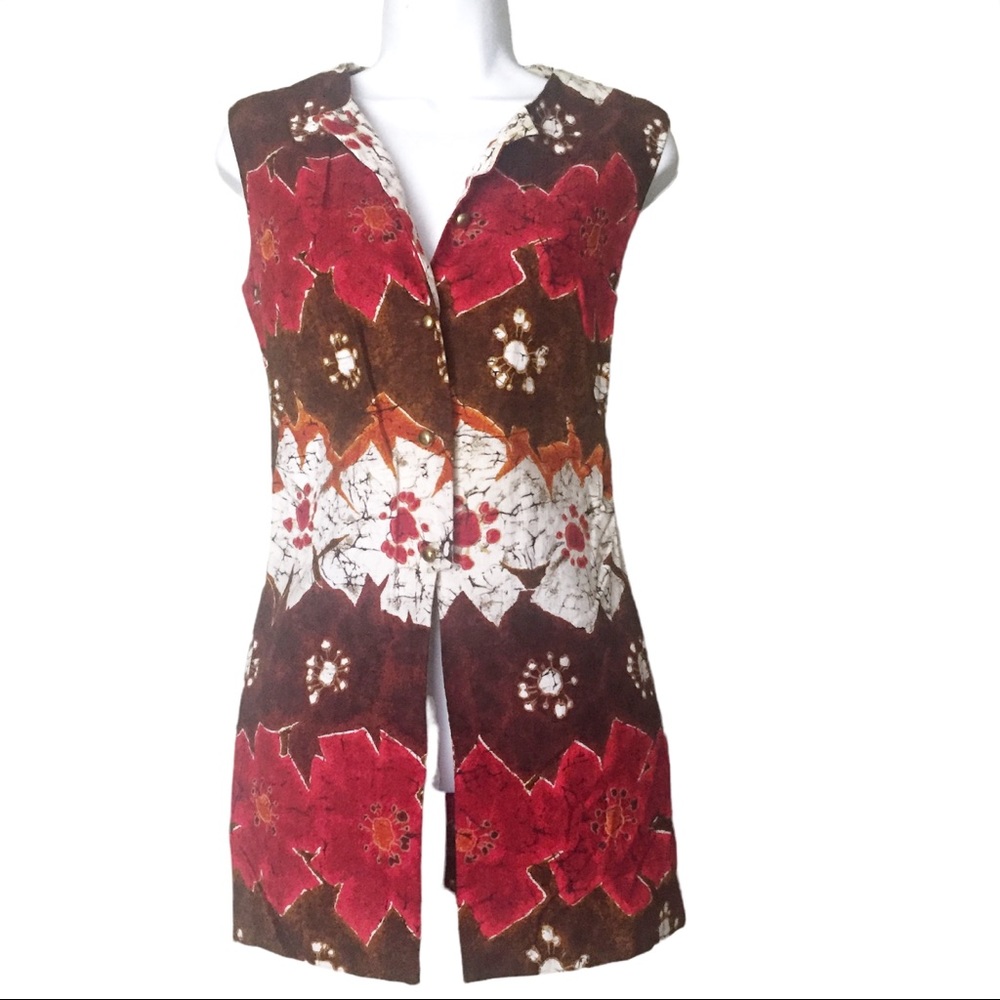 Vintage Batik Print Sleeveless Tunic